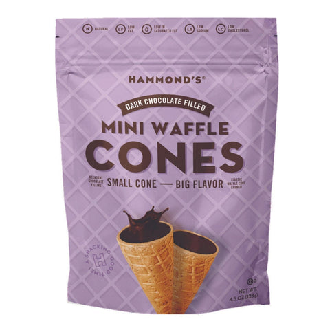 Lolli and Pops Gourmet Mini Waffle Cones Dark Chocolate