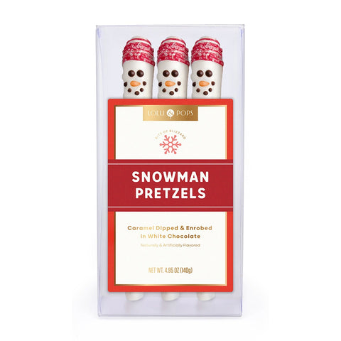 Lolli and Pops L&P Collection Snowman Caramel Pretzels 3-Piece