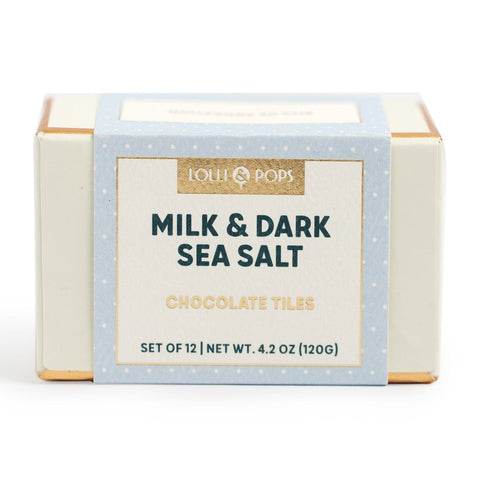 Lolli & Pops L&P Collection 12 Piece Milk & Dark Chocolate Sea Salt Tiles Box